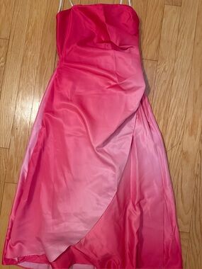 Prom Strapless Pink Ombre Satin Gown